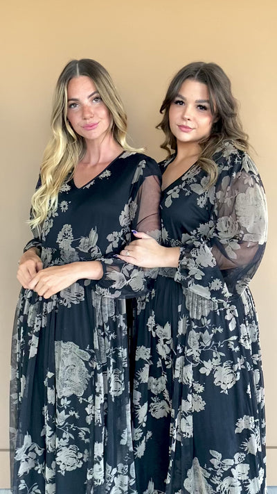 Adoria Black Floral Velvet Maxi - DM Exclusive - Restocked - Maternity Friendly