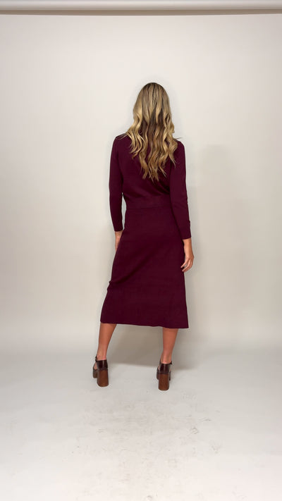 Kiera Burgundy Knit Set