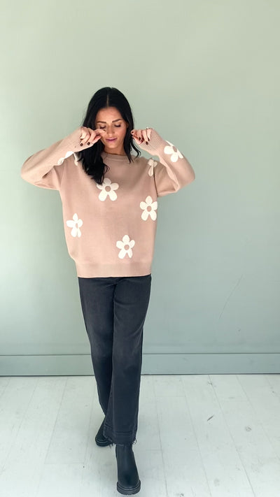 Oops A Daisy Taupe Sweater