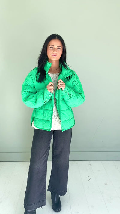 Be Bold Kelly Green Puffer Jacket