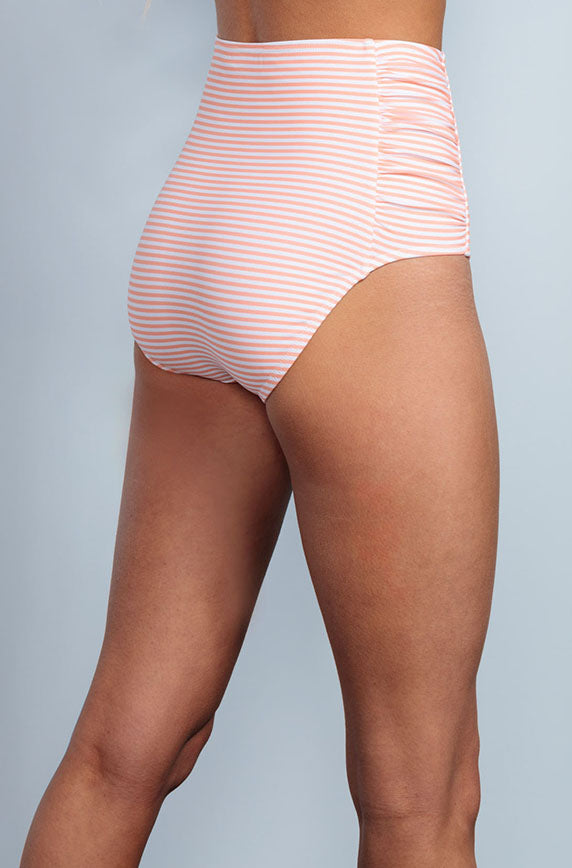 Ruched High Waisted - Dusty Pink Stripes - DM Fashion