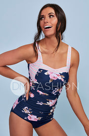 Sweetheart Ruched Tankini Top - Summer Rosettes - FINAL SALE