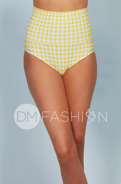 Banded Midrise Bottom - Buttercup Yellow Gingham - FINAL FEW