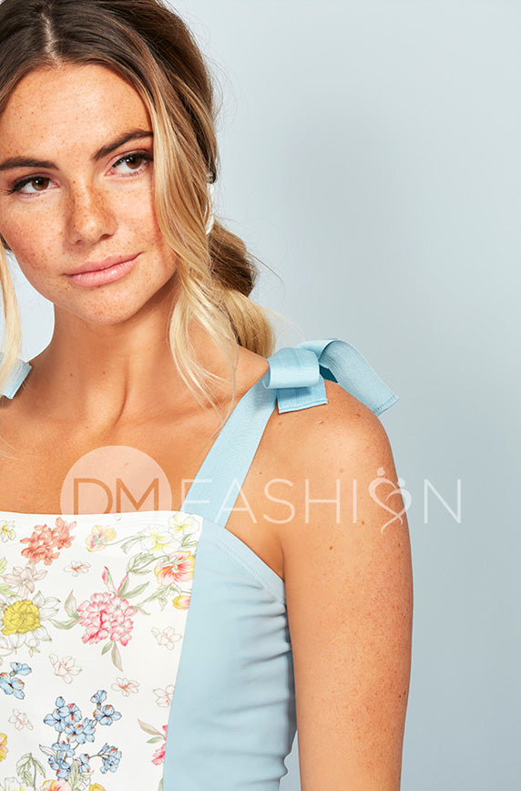 Panel Square Neck Tankini Top - Victorian Garden Color Block - FINAL SALE