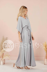 Venus Misty Gray Maxi - Nursing Friendly - Maternity Friendly - FINAL SALE