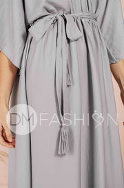 Venus Misty Gray Maxi - Nursing Friendly - Maternity Friendly - FINAL SALE