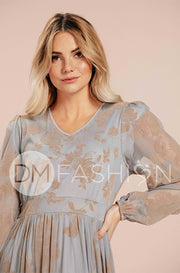 Adoria Blue Mist Floral Velvet Maxi - DM Exclusive - Restocked