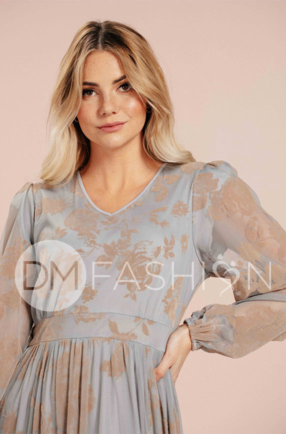 Adoria Blue Mist Floral Velvet Maxi - DM Exclusive - Maternity Friendly