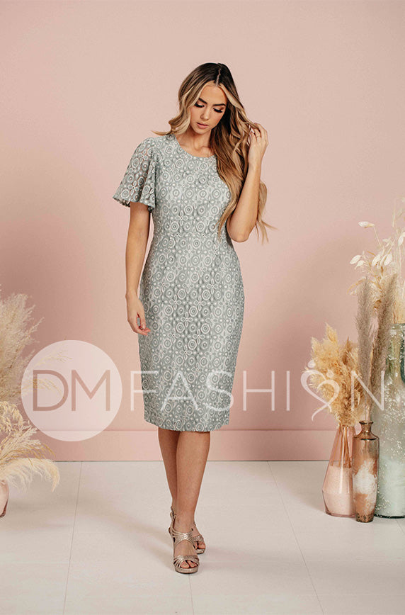 Victoria Silver Blue Lace Sheath Dress - DM Exclusive - FINAL SALE