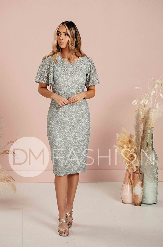 Victoria Silver Blue Lace Sheath Dress - DM Exclusive - FINAL SALE