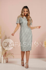 Victoria Silver Blue Lace Sheath Dress - DM Exclusive