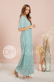 Aspen Blue Grass Lace Dress - DM Exclusive- Maternity Friendly - FINAL SALE