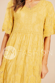 Aspen Sunset Gold Lace Dress - DM Exclusive - Maternity Friendly - FINAL SALE