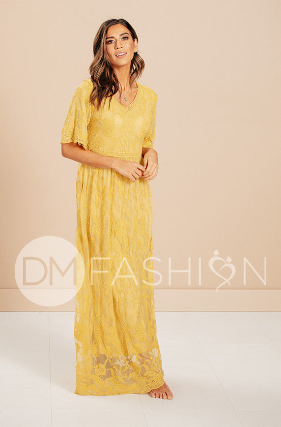 Aspen Sunset Gold Lace Dress - FINAL SALE
