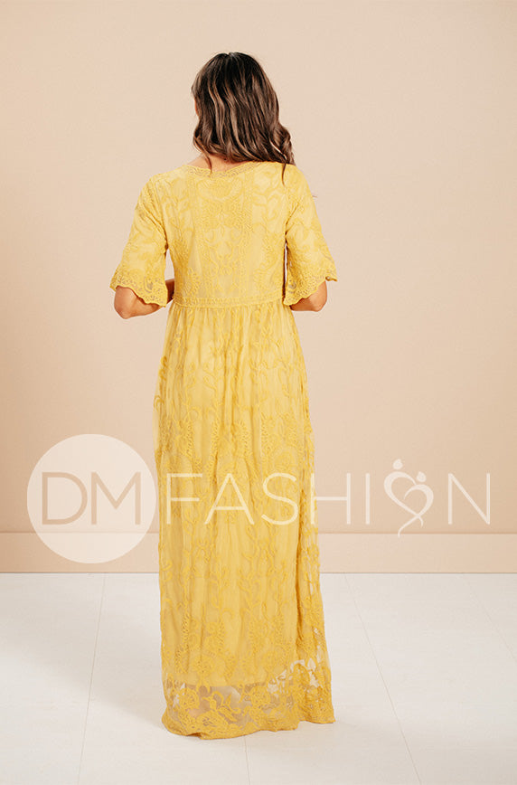 Aspen Sunset Gold Lace Dress - FINAL SALE