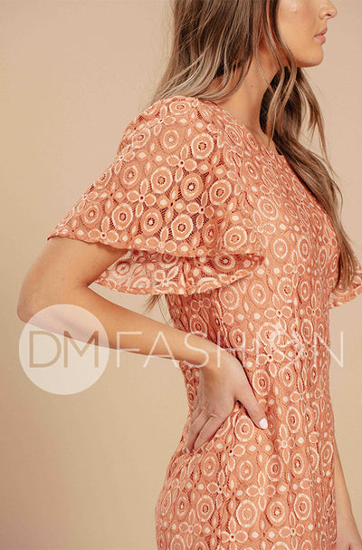 Victoria Melon Lace Sheath Dress - DM Exclusive - FINAL SALE