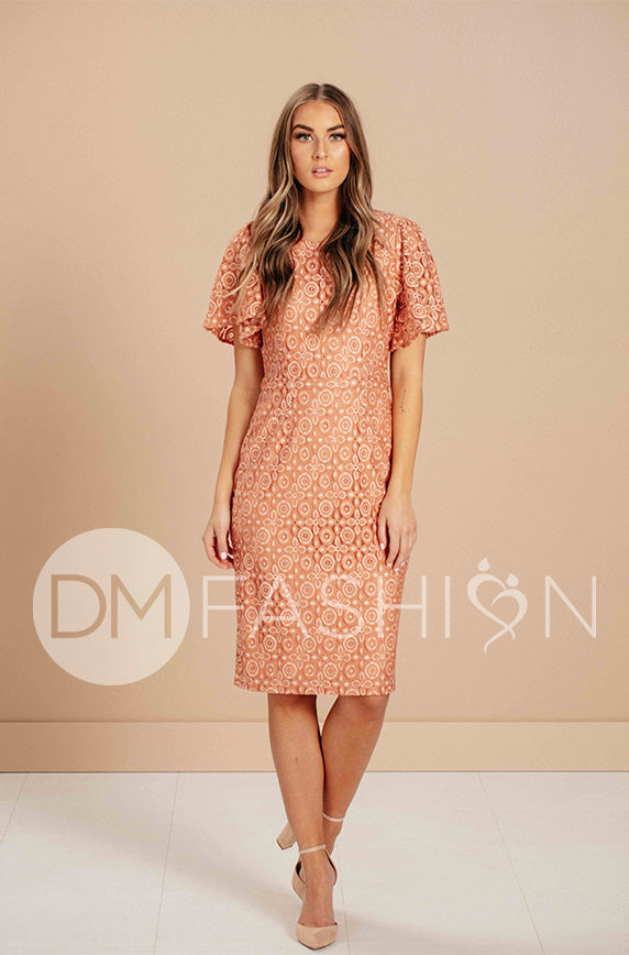 Victoria Melon Lace Sheath Dress - DM Exclusive