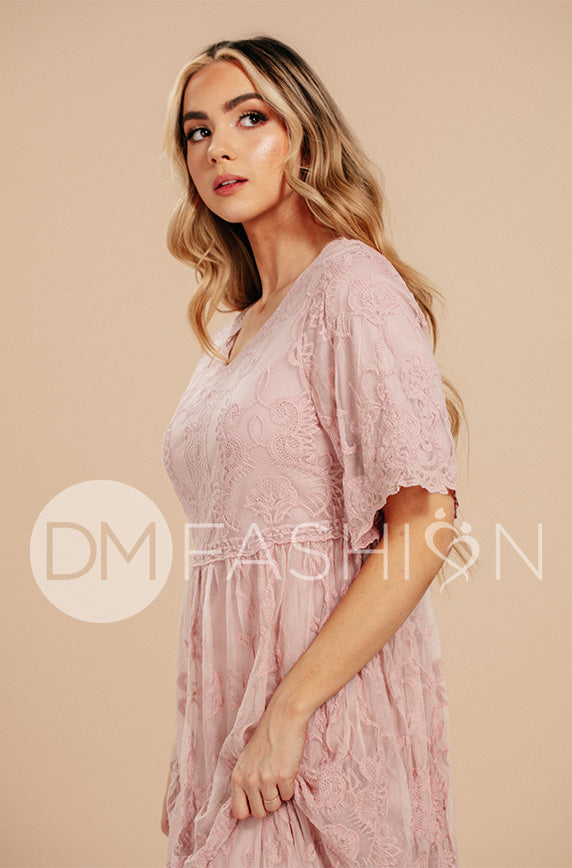 Aspen Silver Pink Lace Dress - DM Exclusive