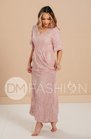 Aspen Silver Pink Lace Dress - DM Exclusive- Maternity Friendly - FINAL SALE