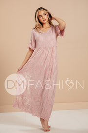 Aspen Silver Pink Lace Dress - DM Exclusive- Maternity Friendly - FINAL SALE