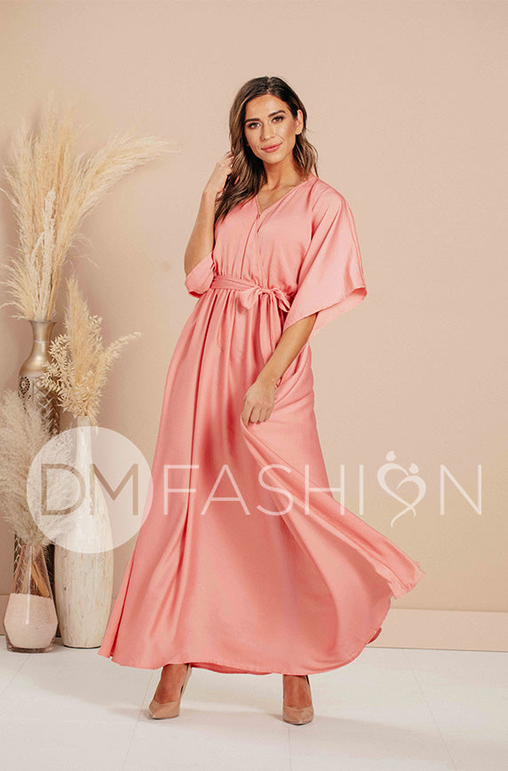 venus pink maxi dress VENUS Drape Sleeve Maxi Dress | Hot Pink