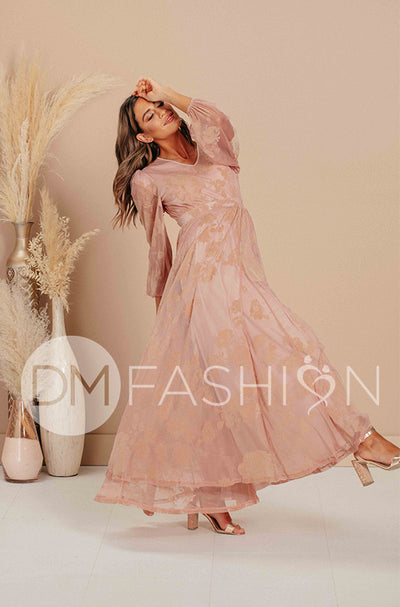 Adoria Rose Mist Floral Velvet Maxi - DM Exclusive- FINAL SALE