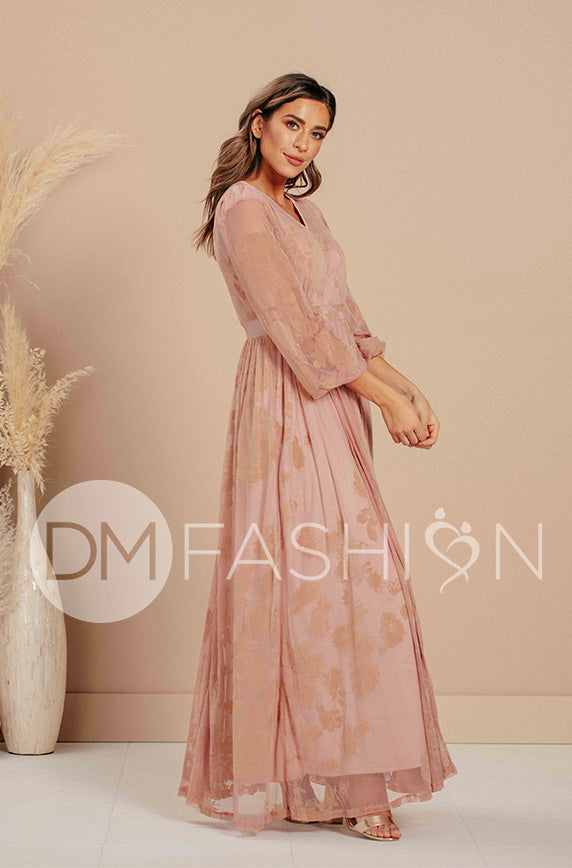 Adoria Rose Mist Floral Velvet Maxi - DM Exclusive- FINAL SALE