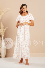 Kennzie Canyon Rose Bubble Sleeve Water Color Floral Maxi - DM Exclusive - Maternity Friendly - FINAL SALE