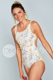 Scoop Neck Back Tie One Piece - Victorian Garden Gingham - FINAL SALE