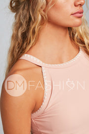 Embroidery Midkini Top - Seashell Pink