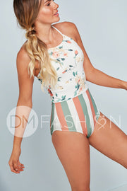 Sailor Back One Piece - Desert Floral Stripe