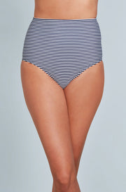 High Waisted Bottom - Navy Stripes