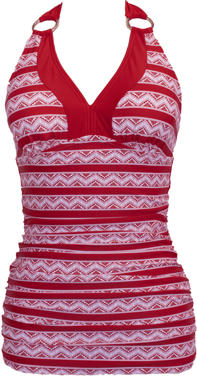 V-Ruched Halter - Red Chevron Aztec - FINAL SALE - DM Fashion