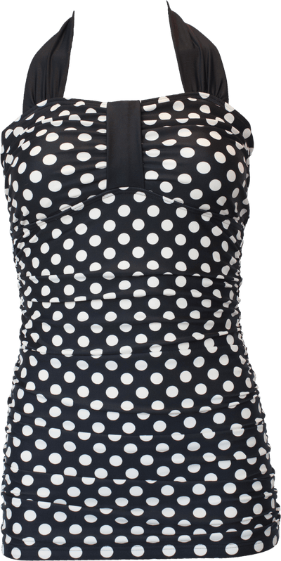 Bandeau Halter - Black Cream Retro Dots - FINAL SALE - DM Fashion