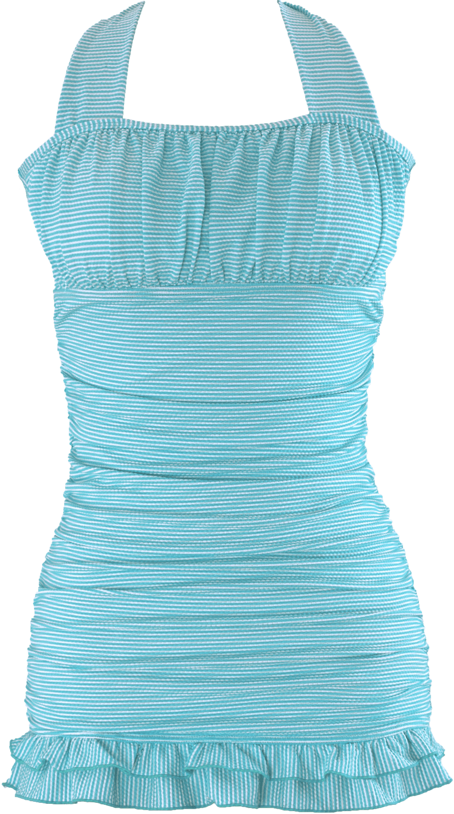 Open Back Ruched Halter - Aqua Stripe - FINAL SALE - DM Fashion