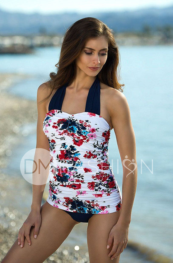 Shirred Halter - Abstract Floral RESTOCKED - DM Fashion