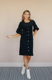 Roxy Black Corduroy Dress - Nursing Friendly - FINAL SALE