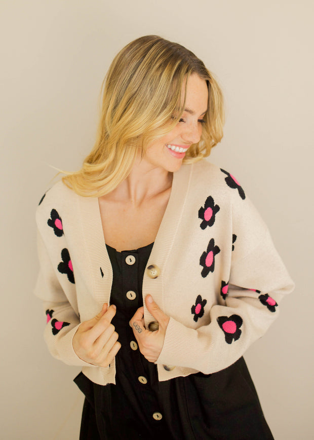 Pick Me Daisy Cream Cardigan