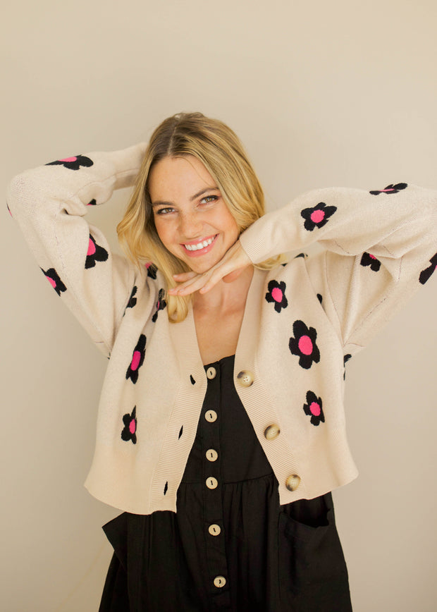 Pick Me Daisy Cream Cardigan