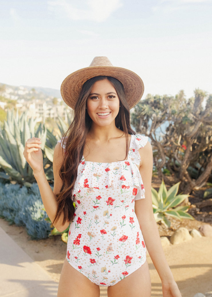 Waterfall One Piece - Cherry Red Blossoms