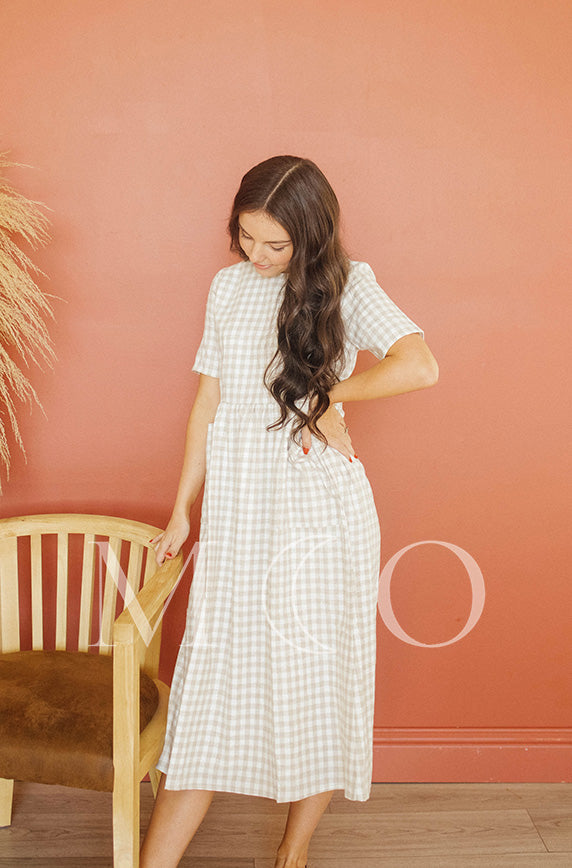 Harley Tan Gingham Dress - MCO - FINAL SALE- FINAL FEW