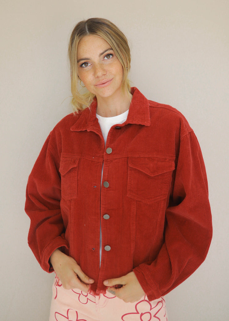 Can't Get Enough Red Corduroy Jacket- FINAL FEW