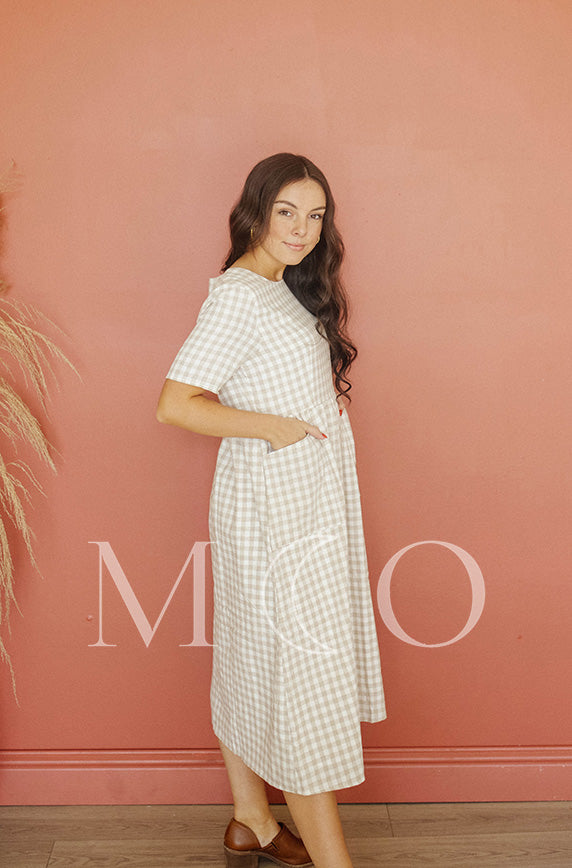 Harley Tan Gingham Dress - MCO - FINAL SALE- FINAL FEW