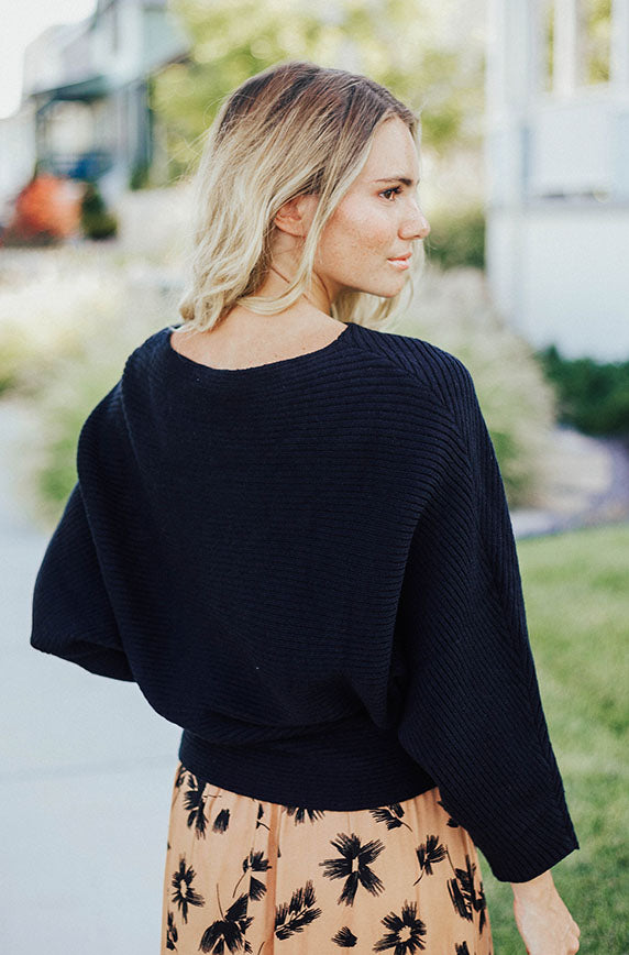 Home With You Black Ribbed Sweater - FINAL FEW - FINAL SALE