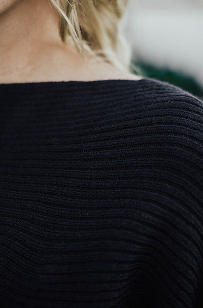 Home With You Black Ribbed Sweater - FINAL FEW - FINAL SALE