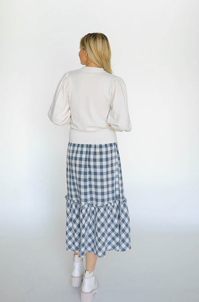 Check It Out Blue Gingham Skirt- FINAL SALE
