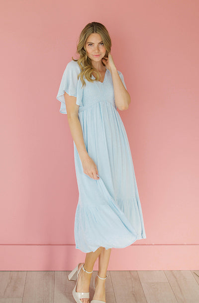 Amelia Light Blue Midi Dress - Maternity Friendly - FINAL SALE - FINAL FEW