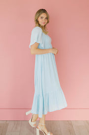 Amelia Light Blue Midi Dress - Maternity Friendly - FINAL SALE