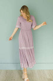 Katie Lavender Embroidered Dress- FINAL FEW