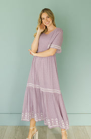 Katie Lavender Embroidered Dress- FINAL FEW